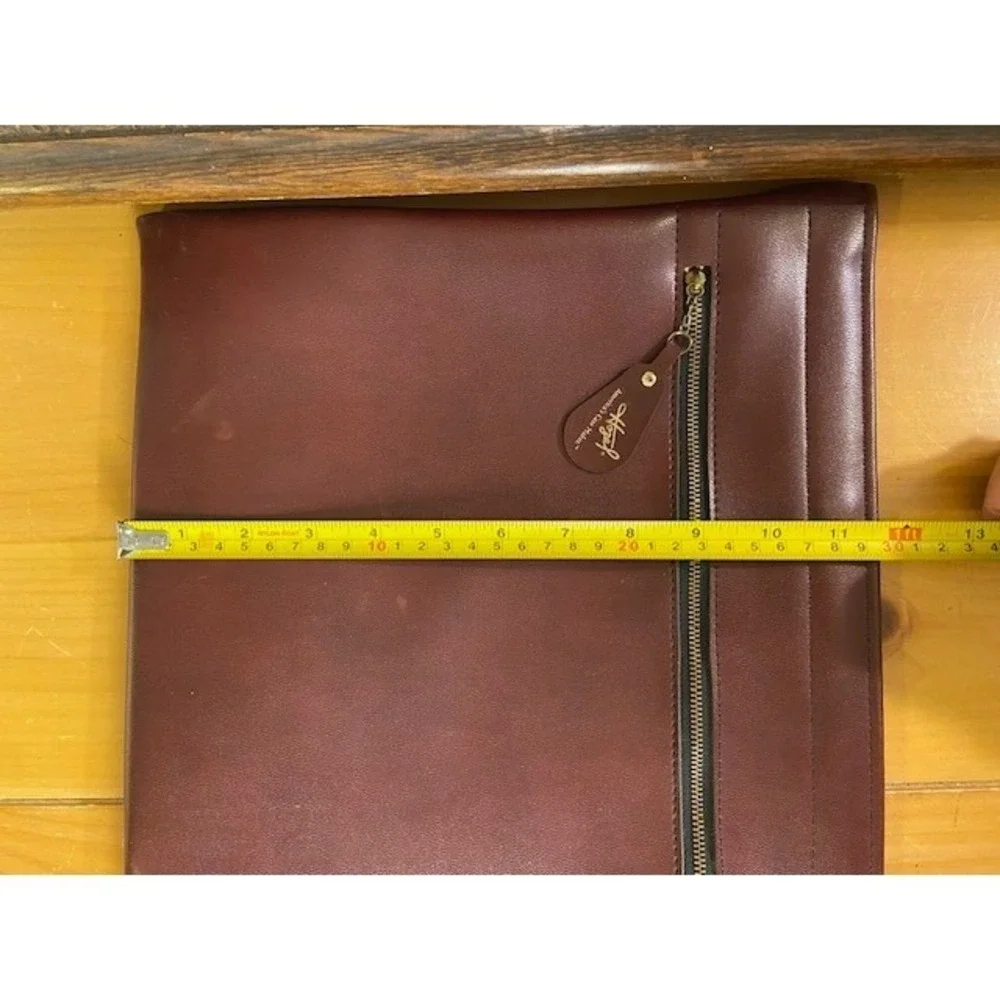 Hazel Portfolio Burgundy Vintage Faux Leather Document Case Hinged 16.5
